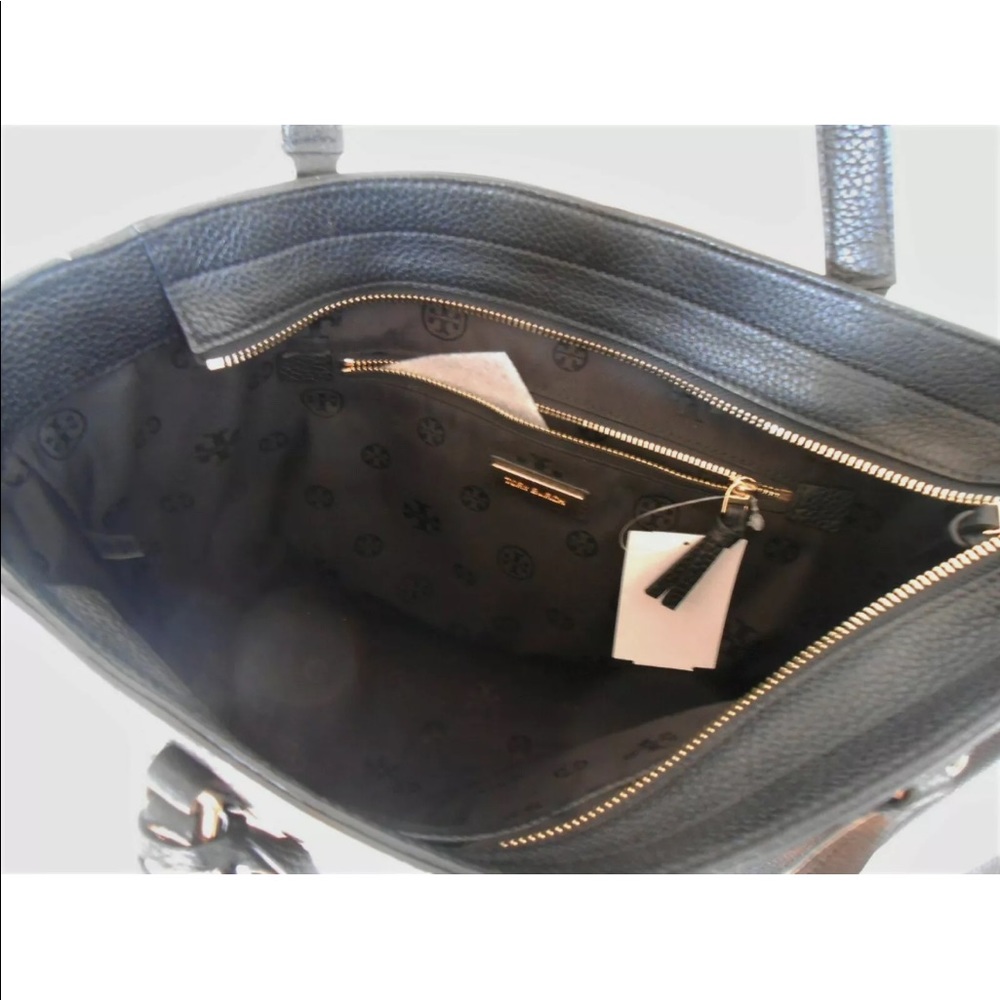 TORY BURCH THEA  LARGE ZIP TOP LEATHER TOTE LAPTOP BAG BLACK SOLD OUT BNWOT $495 - Picture 10 of 10